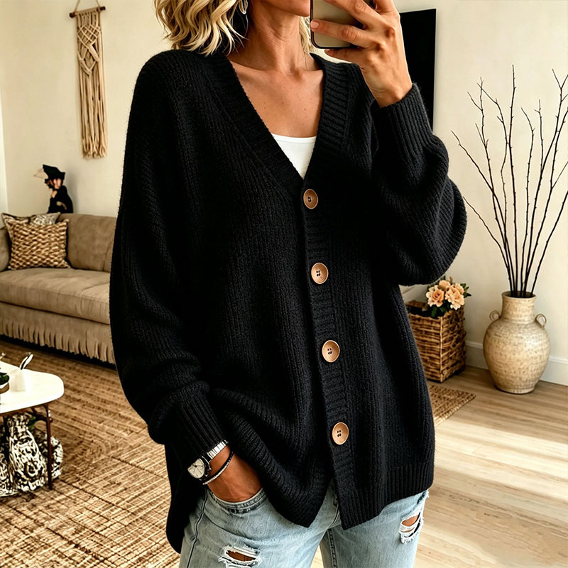 🔥 Tijdelijke Aanbieding ✨ Dames Oversized Gebreid Vest met V-Hals – Trendy Comfort & Relaxte Pasvorm 🤍