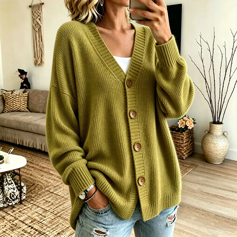 🔥 Tijdelijke Aanbieding ✨ Dames Oversized Gebreid Vest met V-Hals – Trendy Comfort & Relaxte Pasvorm 🤍