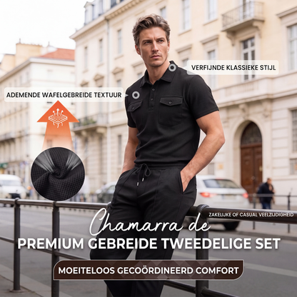 🔥Gratis verzending✈️Herenset van wafeltjesgebreide kleding: top met korte mouwen en broek