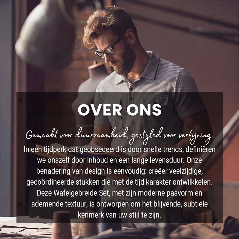 🔥Gratis verzending✈️Herenset van wafeltjesgebreide kleding: top met korte mouwen en broek