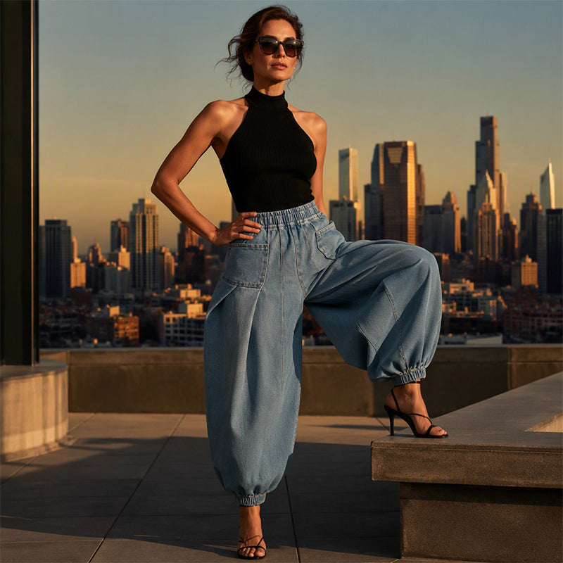 🔥 Bestseller ✨ Dames Wijde Harem Jeans – Relaxte Pasvorm & Trendy Comfortabele Streetstyle Look 👖