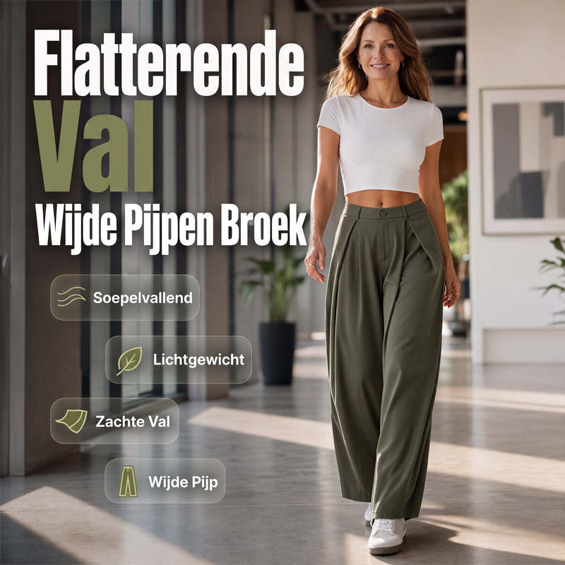 🔥 50% KORTING ✨ Dames Geplooide Wijde Pijpen Broek – Elegante Pasvorm & Comfortabele Bewegingsvrijheid 👖