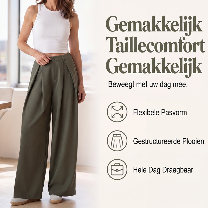 🔥 50% KORTING ✨ Dames Geplooide Wijde Pijpen Broek – Elegante Pasvorm & Comfortabele Bewegingsvrijheid 👖