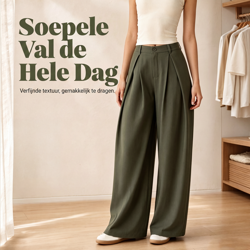 🔥 50% KORTING ✨ Dames Geplooide Wijde Pijpen Broek – Elegante Pasvorm & Comfortabele Bewegingsvrijheid 👖