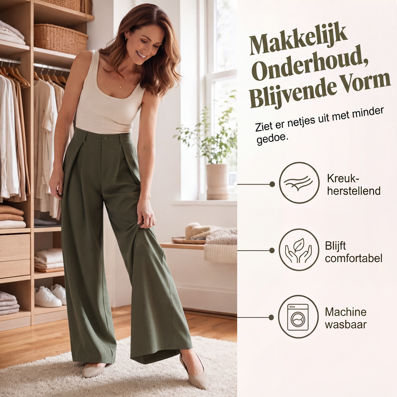 🔥 50% KORTING ✨ Dames Geplooide Wijde Pijpen Broek – Elegante Pasvorm & Comfortabele Bewegingsvrijheid 👖