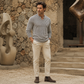 Moderne gebreide pullover met textuur