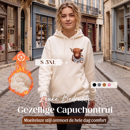🐮 50% KORTING!!🎁Schattige Highland Cow warme hoodie met fleece voering