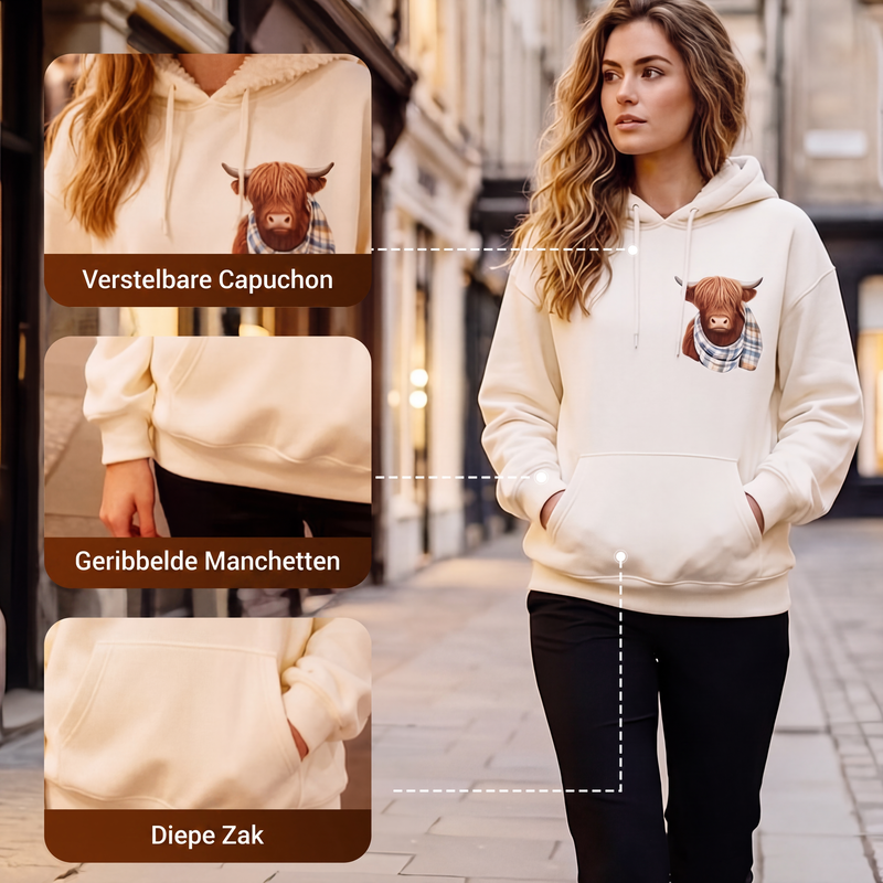 🐮 50% KORTING!!🎁Schattige Highland Cow warme hoodie met fleece voering