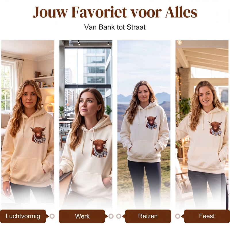🐮 50% KORTING!!🎁Schattige Highland Cow warme hoodie met fleece voering