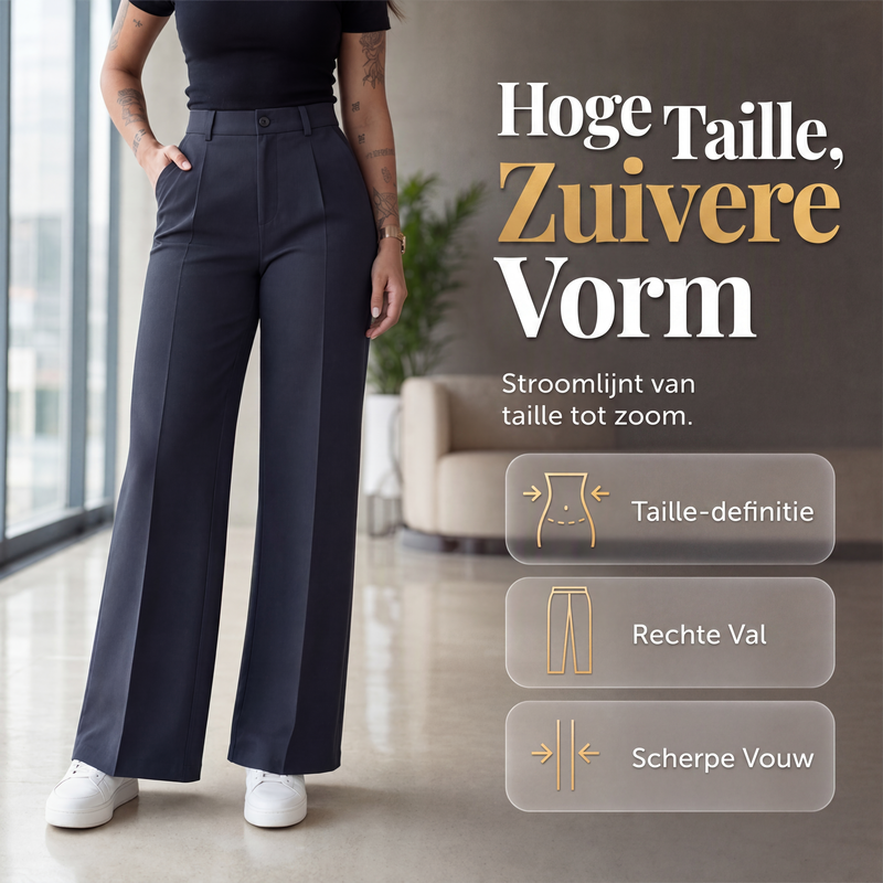 🔥 50% KORTING ✨ Dames Casual Broek met Hoge Taille – Rechte Pijpen & Comfortabele Elegante Pasvorm 👖