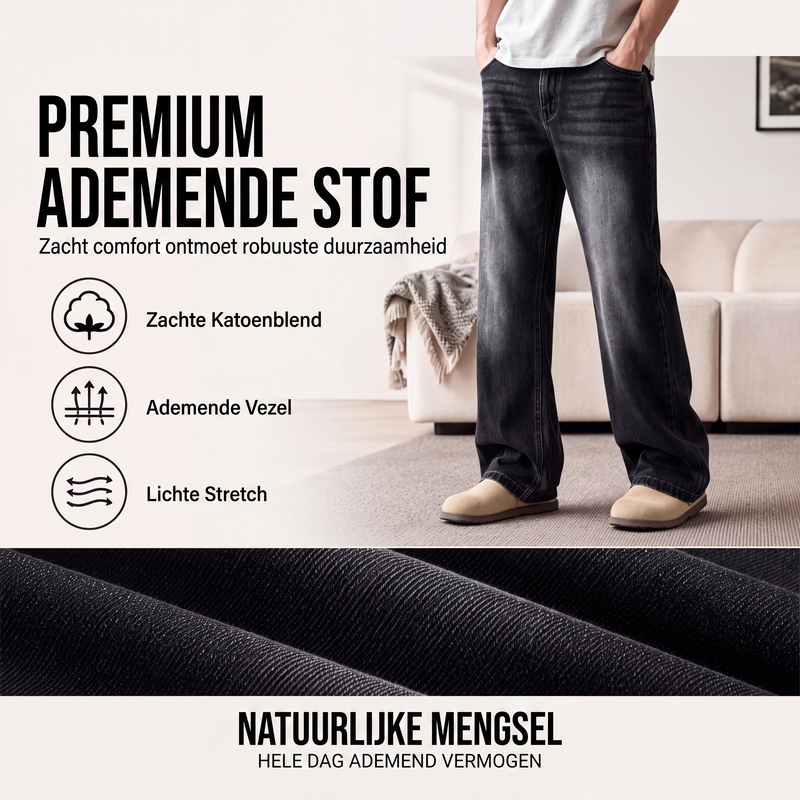 👖Vintage gewassen herenjeans met gebogen pijpen