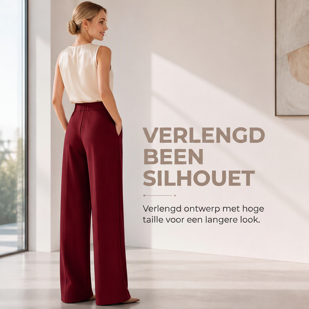Hogetalige dames pantalon met elastische achterkant