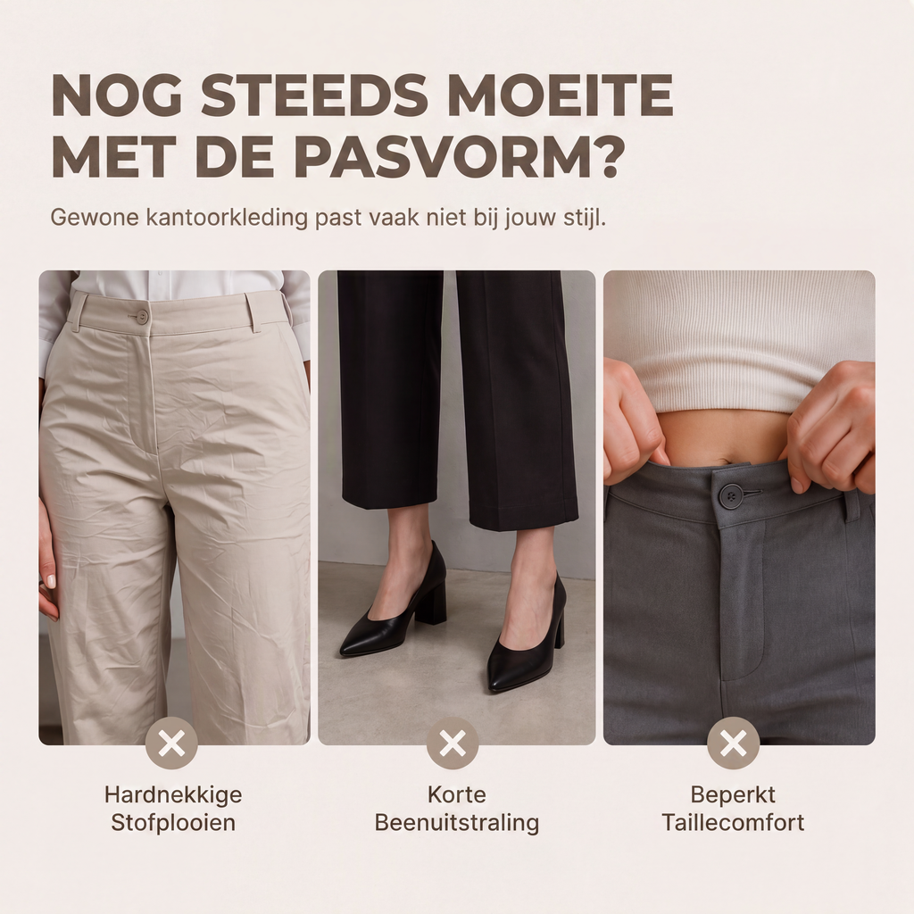 Hogetalige dames pantalon met elastische achterkant