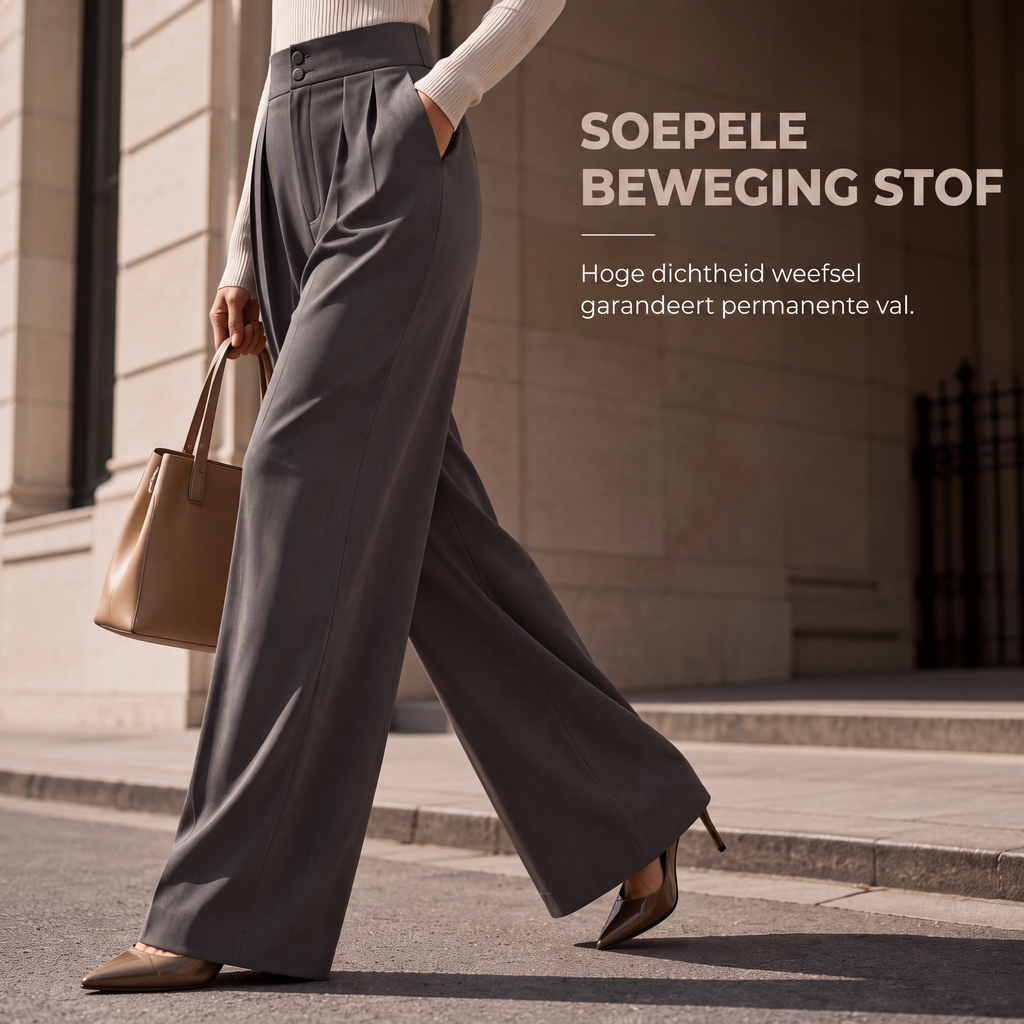 Hogetalige dames pantalon met elastische achterkant