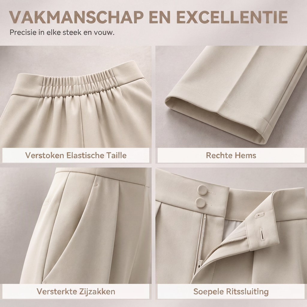 Hogetalige dames pantalon met elastische achterkant