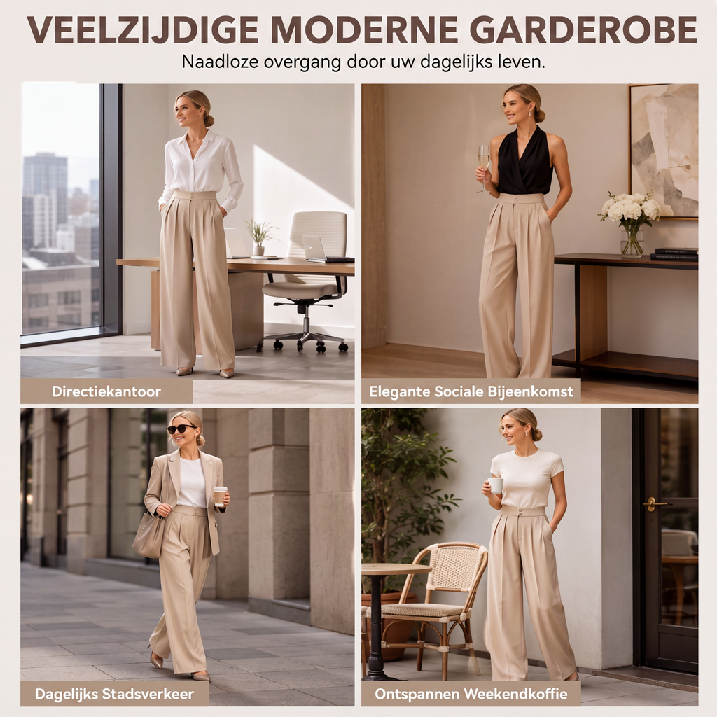 Hogetalige dames pantalon met elastische achterkant