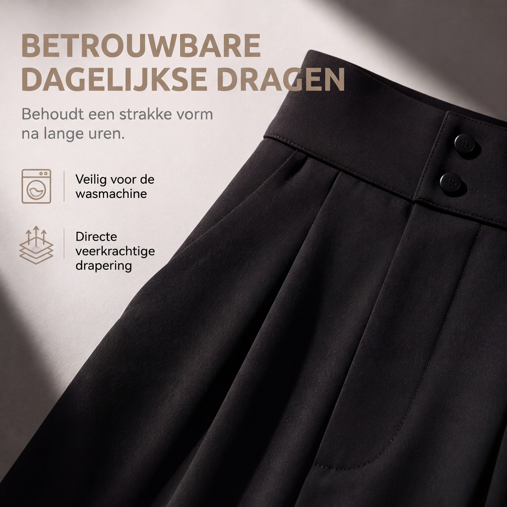 Hogetalige dames pantalon met elastische achterkant