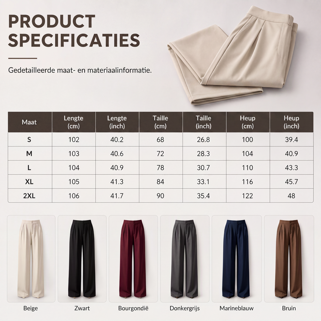 Hogetalige dames pantalon met elastische achterkant