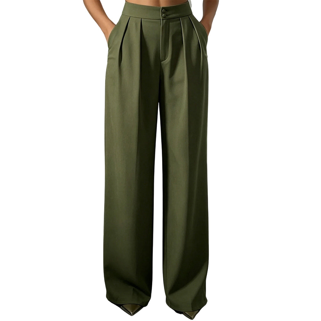 Hogetalige dames pantalon met elastische achterkant