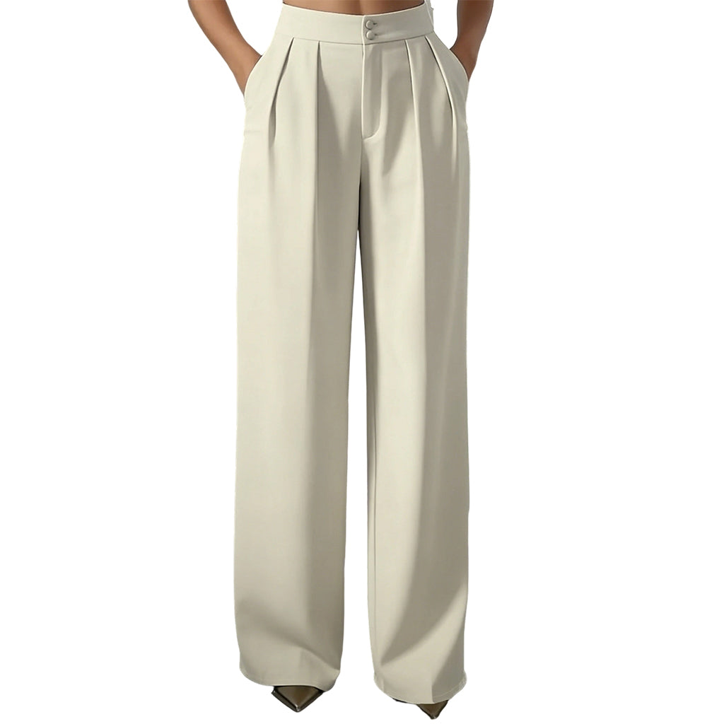 Hogetalige dames pantalon met elastische achterkant
