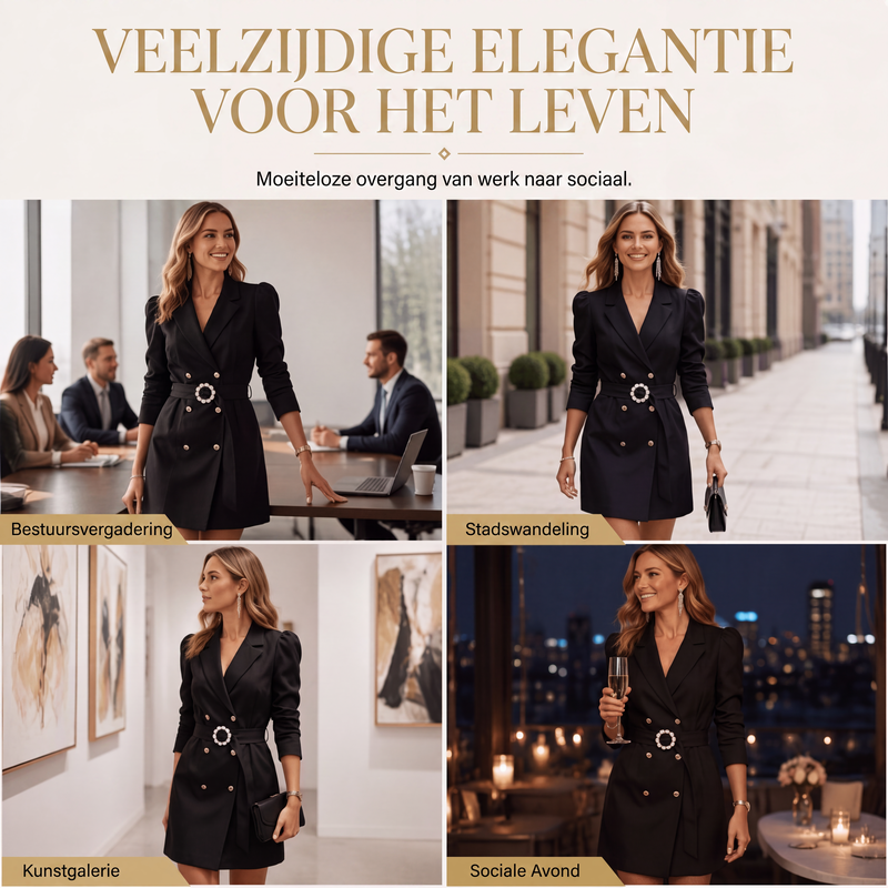 Elegante blazerjurk met dubbele rij knopen voor dames