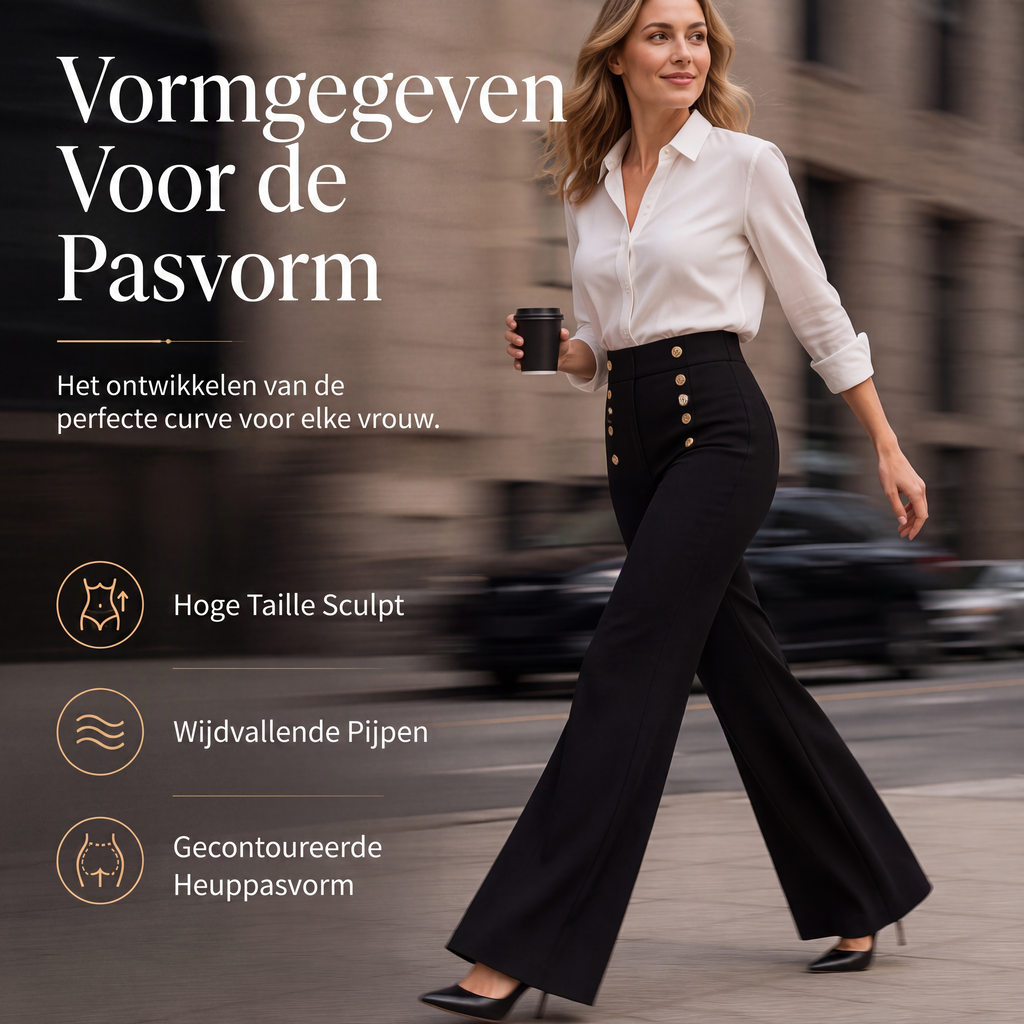 👖Hoge taille pantalon met double-breasted design voor dames