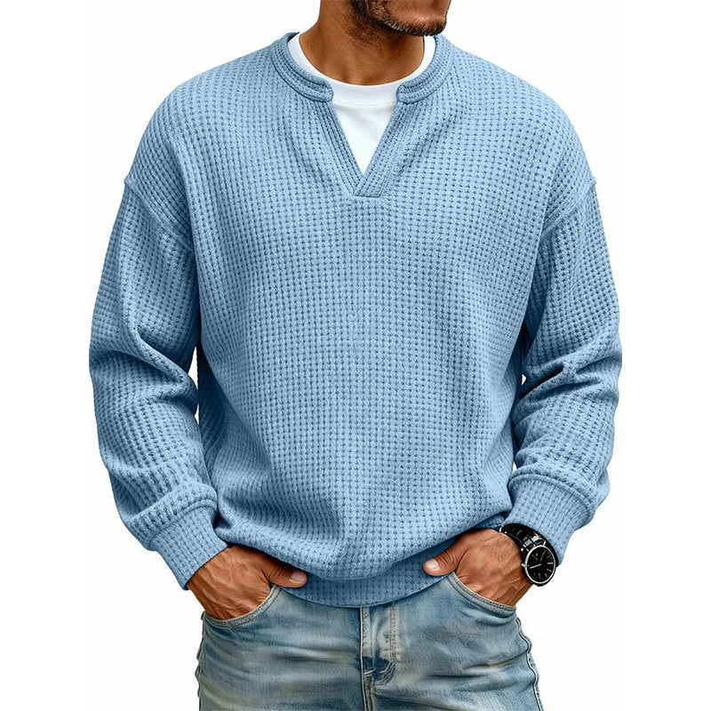 Gelaagde comfortabele wafelgebreid T-shirt