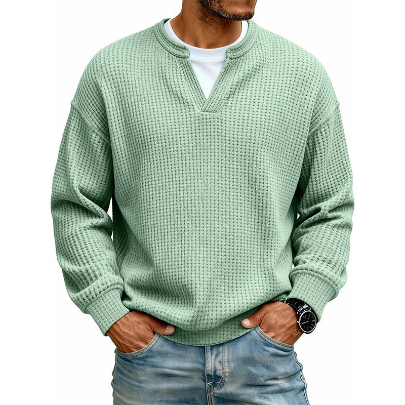 Gelaagde comfortabele wafelgebreid T-shirt