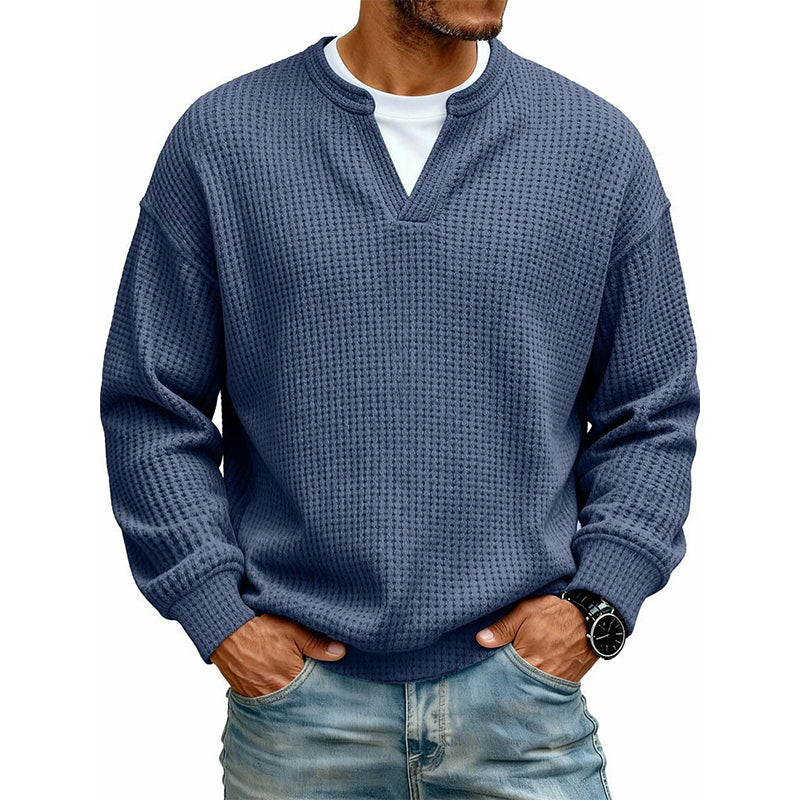 Gelaagde comfortabele wafelgebreid T-shirt