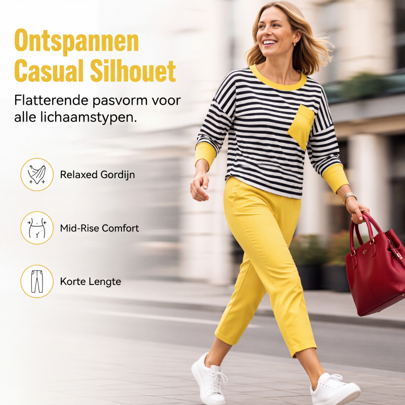 🔥Dames tweedelige set met gestreepte lange mouwen top en broek