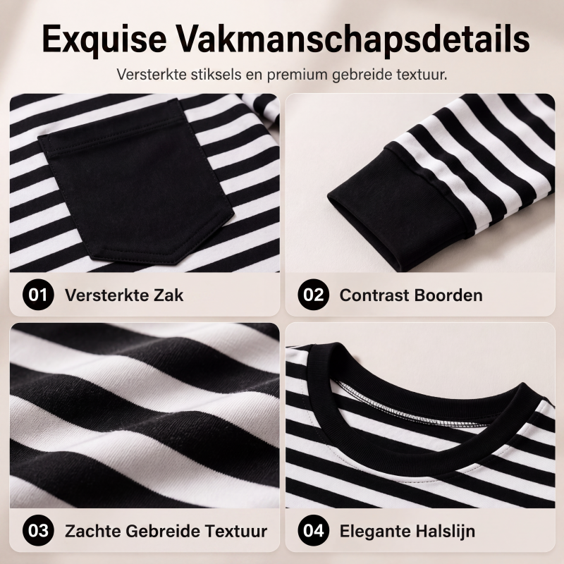 🔥Dames tweedelige set met gestreepte lange mouwen top en broek