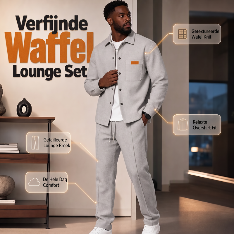 🔥Gratis verzending✈️Heren Wafelgebreid Jack en Broek Tweedelige Casual Set