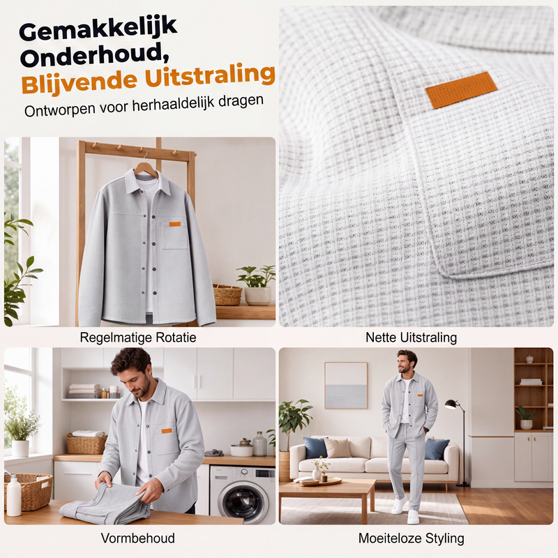 🔥Gratis verzending✈️Heren Wafelgebreid Jack en Broek Tweedelige Casual Set