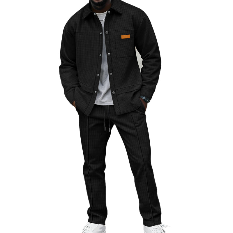 🔥Gratis verzending✈️Heren Wafelgebreid Jack en Broek Tweedelige Casual Set