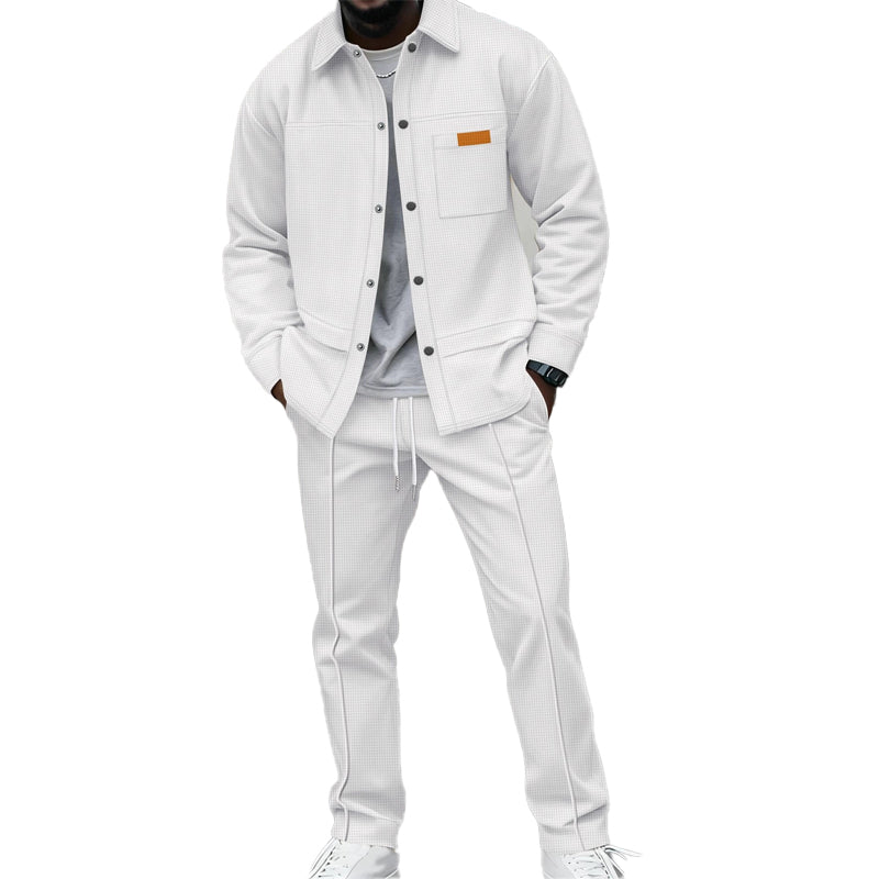 🔥Gratis verzending✈️Heren Wafelgebreid Jack en Broek Tweedelige Casual Set