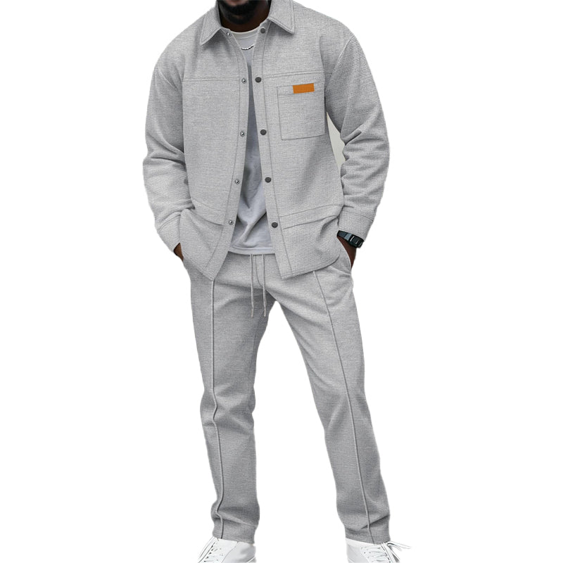 🔥Gratis verzending✈️Heren Wafelgebreid Jack en Broek Tweedelige Casual Set