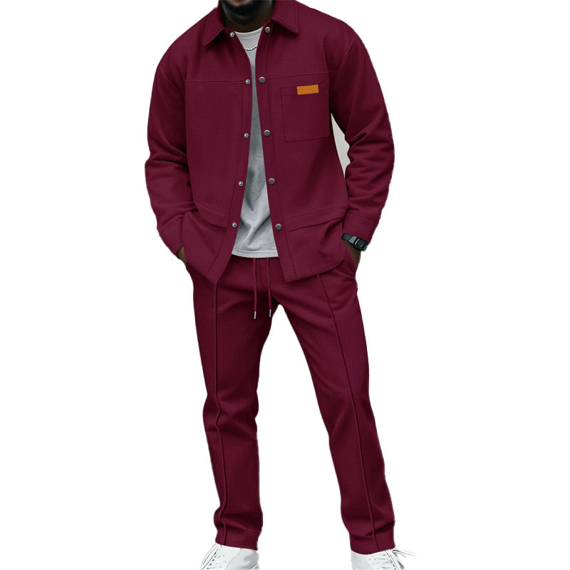 🔥Gratis verzending✈️Heren Wafelgebreid Jack en Broek Tweedelige Casual Set