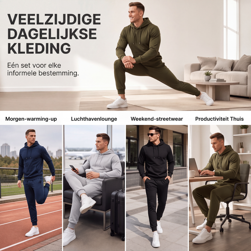 🔥👕Gratis verzending✈️Casuele graphic hoodie en joggingbroek set voor heren