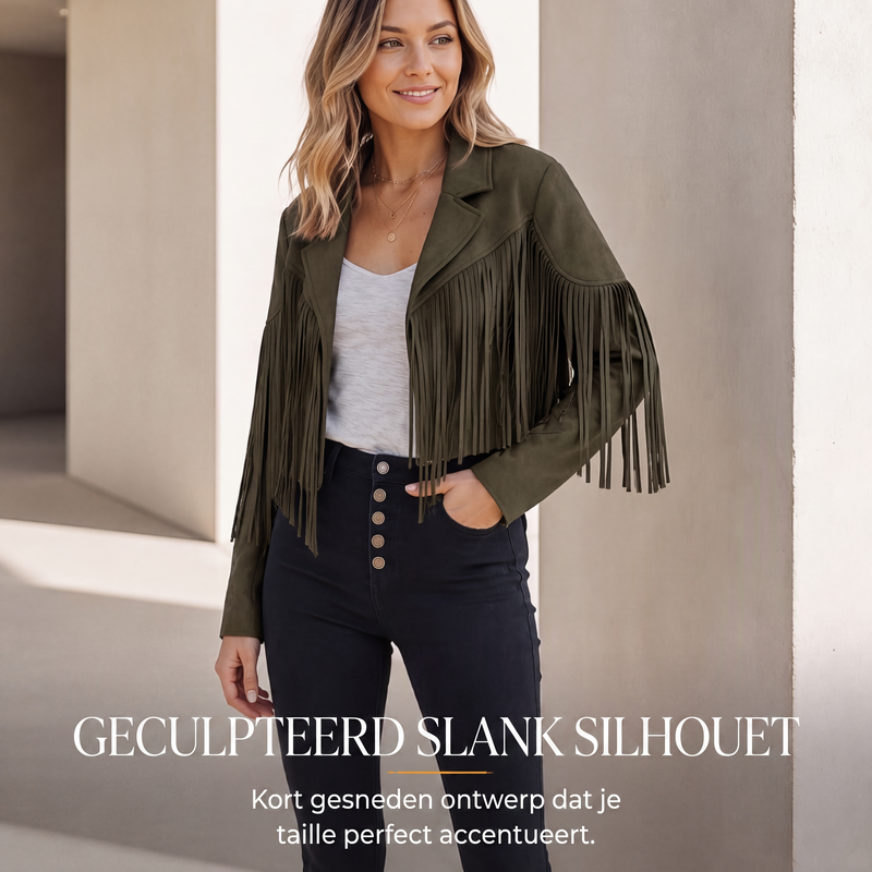 🧥Casual jack voor dames met lange mouwen en franjes