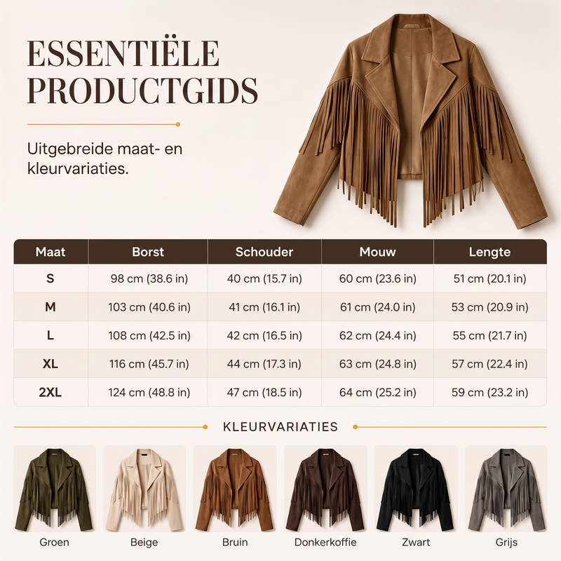 🧥Casual jack voor dames met lange mouwen en franjes