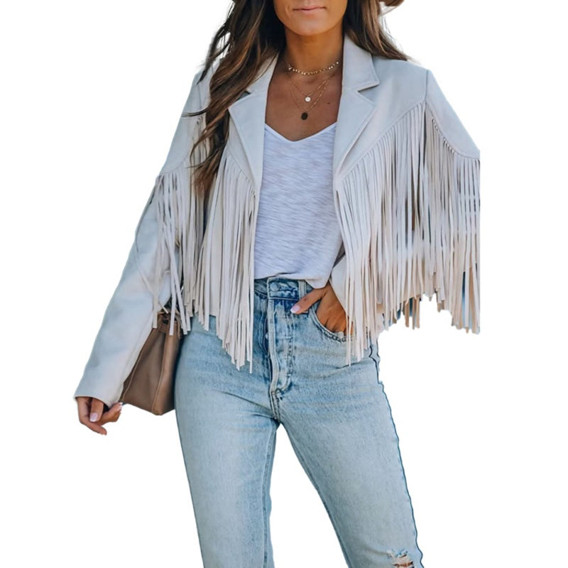 🧥Casual jack voor dames met lange mouwen en franjes