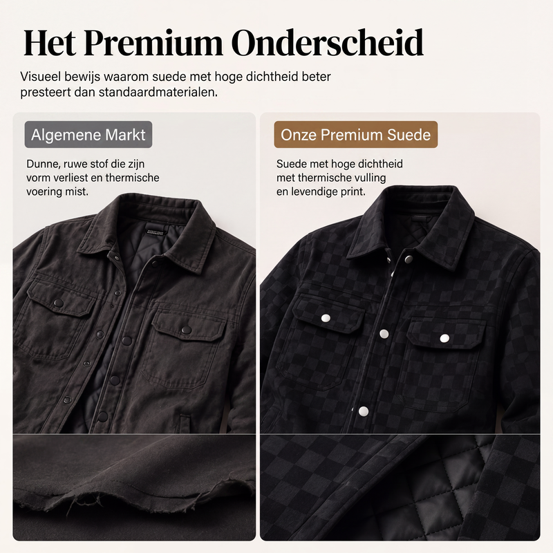 🔥Gratis verzending✈️Herenjack van imitatiesuède met dambordpatroon