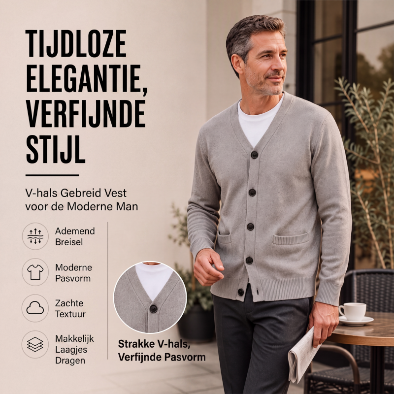 🥼Heren casual V-hals gebreid vest