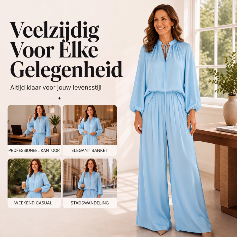 Casuele losvallende top en broekset voor dames