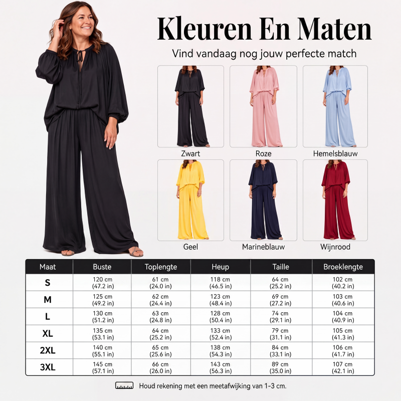 Casuele losvallende top en broekset voor dames