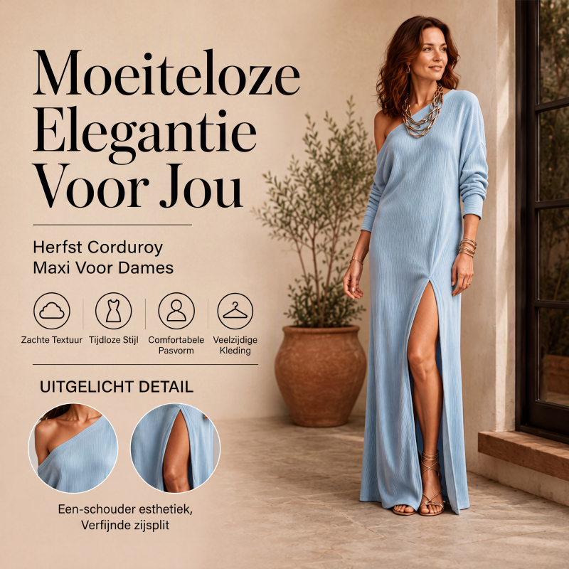 🔥Gratis verzending✈️ Dames Off Shoulder Jurk met Zijsplit 👗 Elegant, Vrouwelijk & Flatterende Pasvorm