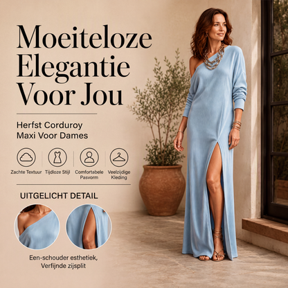 🔥Gratis verzending✈️ Dames Off Shoulder Jurk met Zijsplit 👗 Elegant, Vrouwelijk & Flatterende Pasvorm