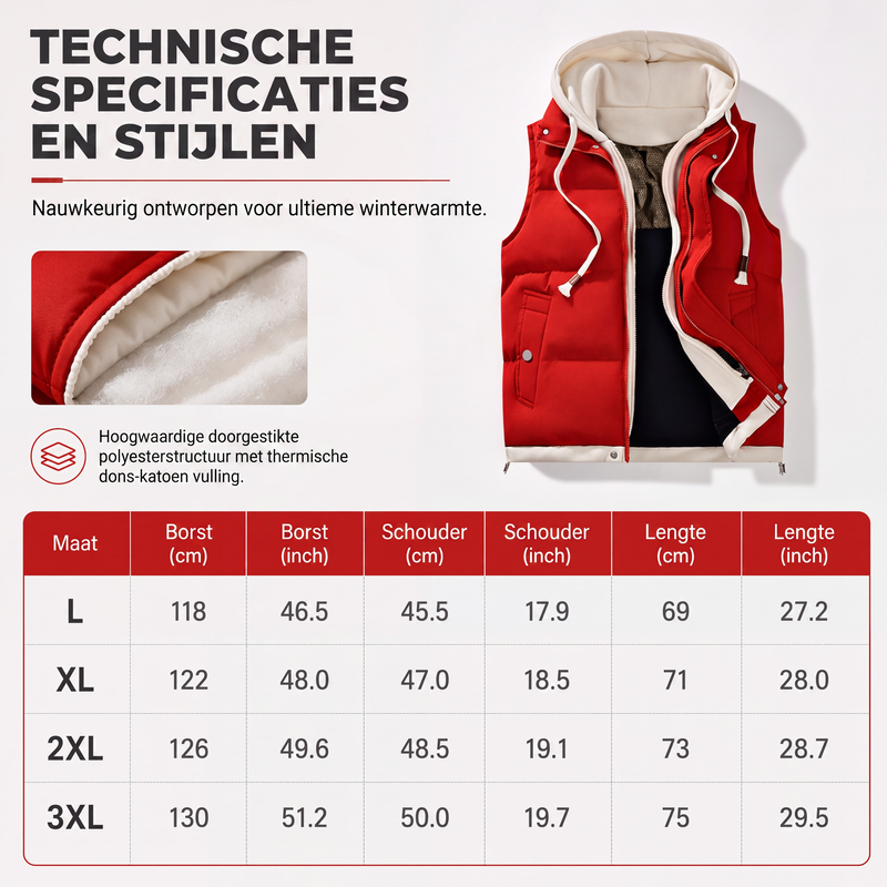 🔥Gratis verzending✈️Verdikte gewatteerde winterbodywarmer met capuchon