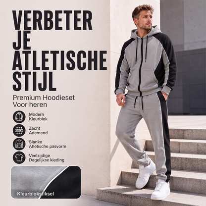 🔥Gratis verzending✈️50% OFF🔥Heren Kleurblok Ritshoodie & Joggingbroek Set