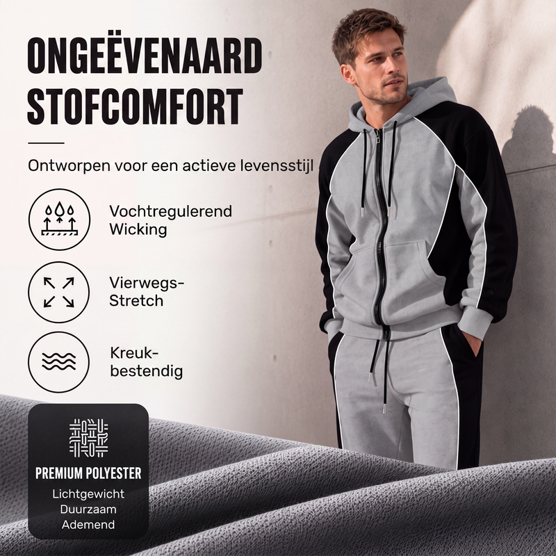 🔥Gratis verzending✈️50% OFF🔥Heren Kleurblok Ritshoodie & Joggingbroek Set